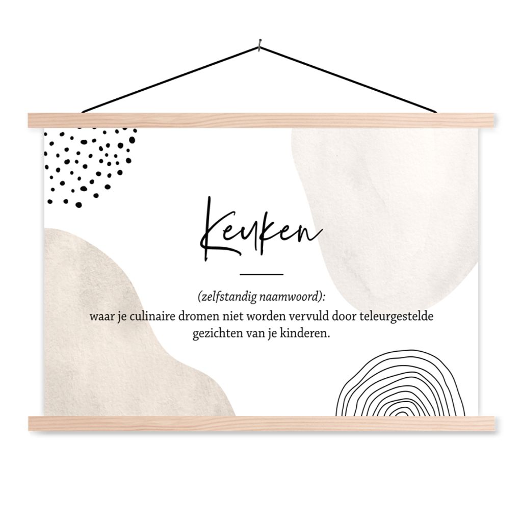 MuchoWow Textilposter Küche - Zitate - Sprichwörter - Küche - Definition - Wörterbuch - Opa 120x80 cm mit holzfarbenen Rahmen - Aufhängeset