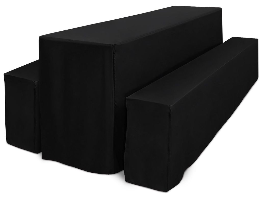 Beautissu 3tlg Biertischhussen Set für Bierzeltgarnitur 220x70cm Schwarz