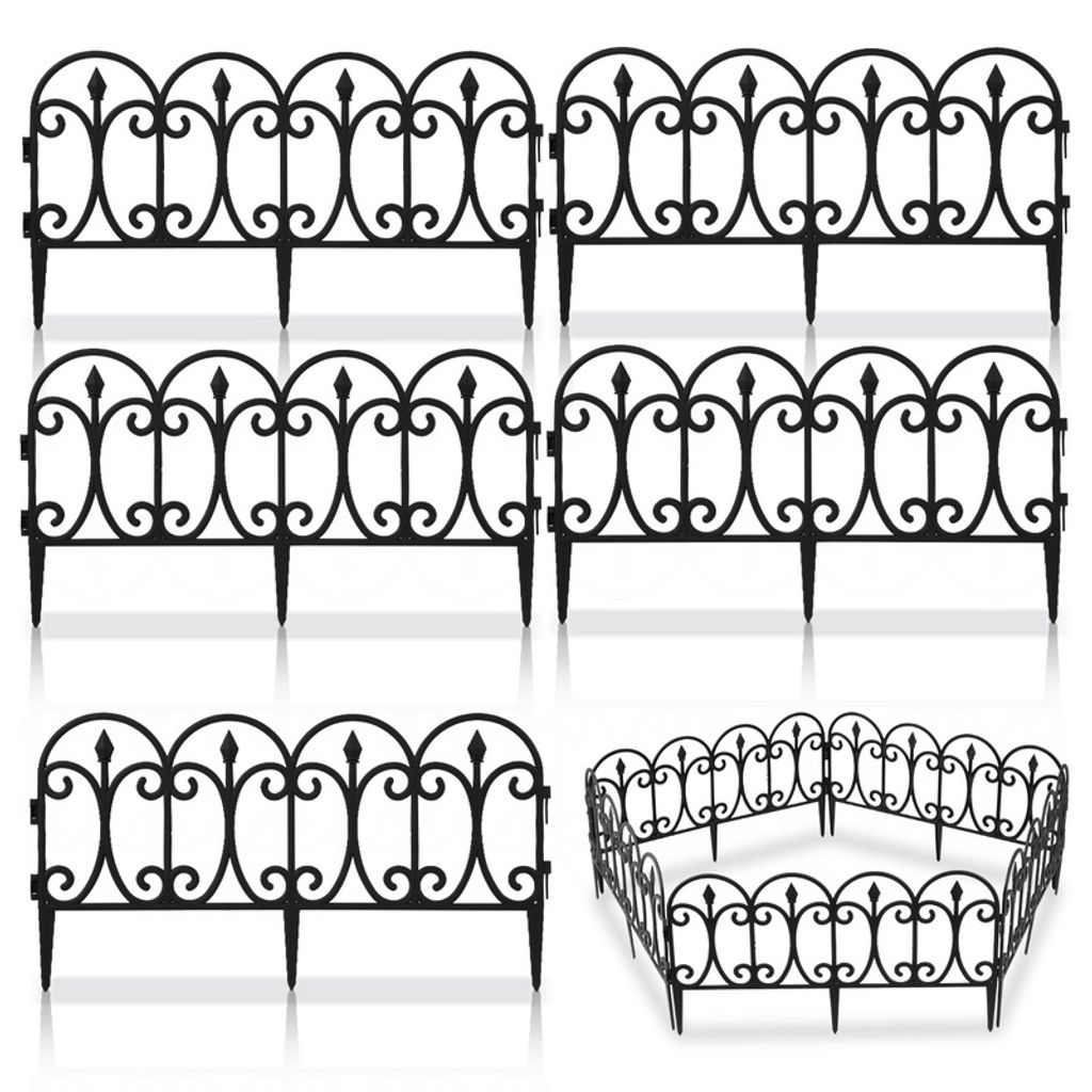 Jopassy 25tlg. Beetzaun Beeteinfassung Kunststoff Steckzaun Beetbegrenzung Zaun Schwarz