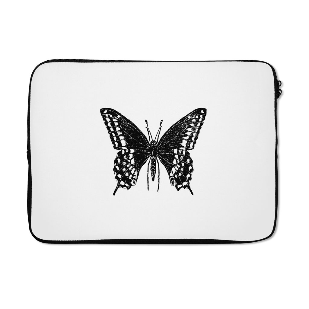 MuchoWow Laptop Hülle 14 ZollSchmetterling - Tiere - Retro - Schwarz und weiß Laptoptasche - Laptoptasche - Stoßsicher - Schutzhaube