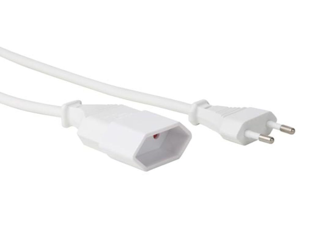Perel Verlängerungskabel, H03VVH2-F 2G0.75, 1.8 m, 2.5 A/230 V, 625 W, Typ C Eurostecker, für innen,