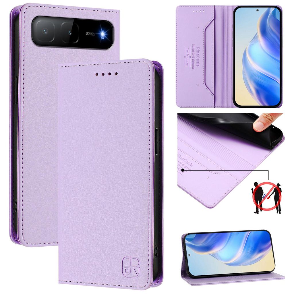Lederhülle für Tecno Spark Go 2025/Infinix Hot 60i 5G Hülle Flip Brieftasche Kartenfächern Ständer Schutzhülle Violett