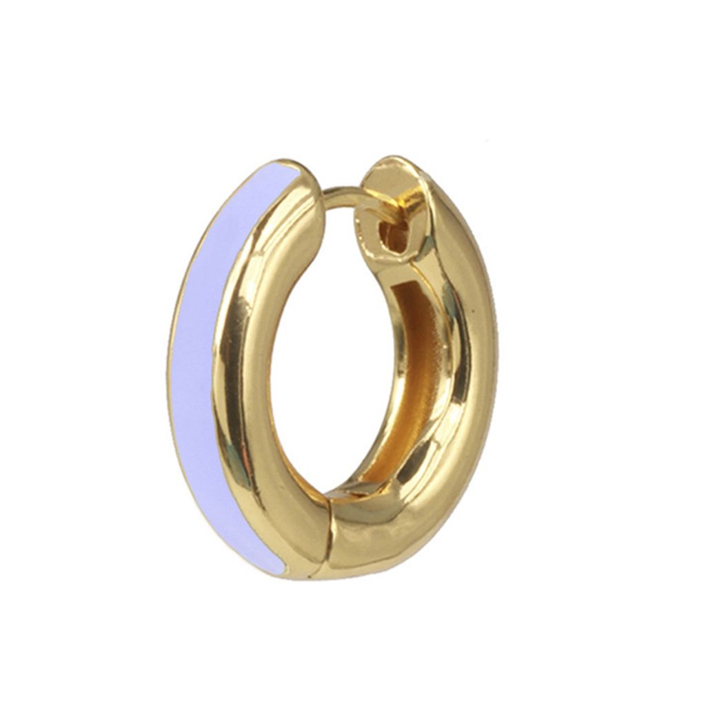 1 Stück Mode Frauen Emaille Runde Huggie Ohrring Piercing Schmuck Weihnachtsgeschenk-Hellblau