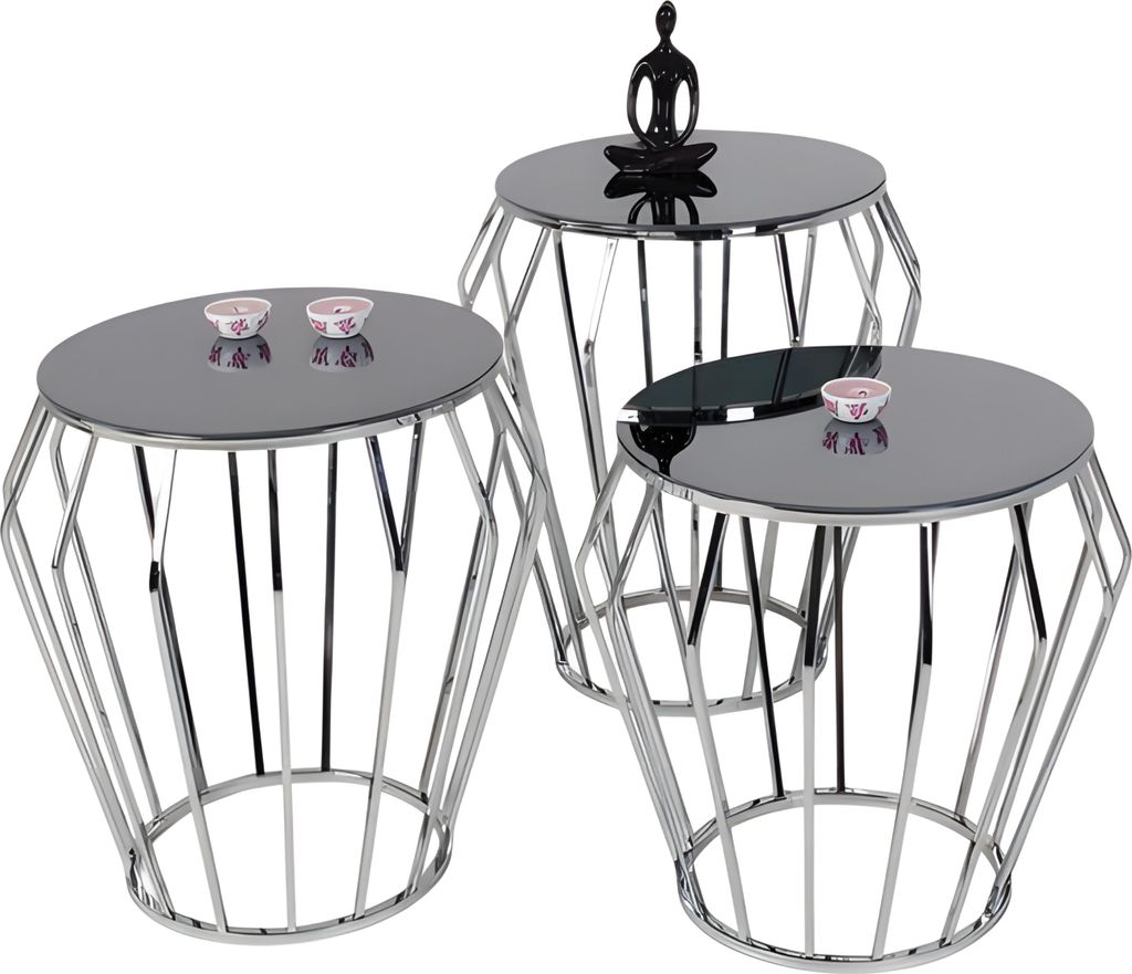 Moderner grauer Beistelltisch aus Metall