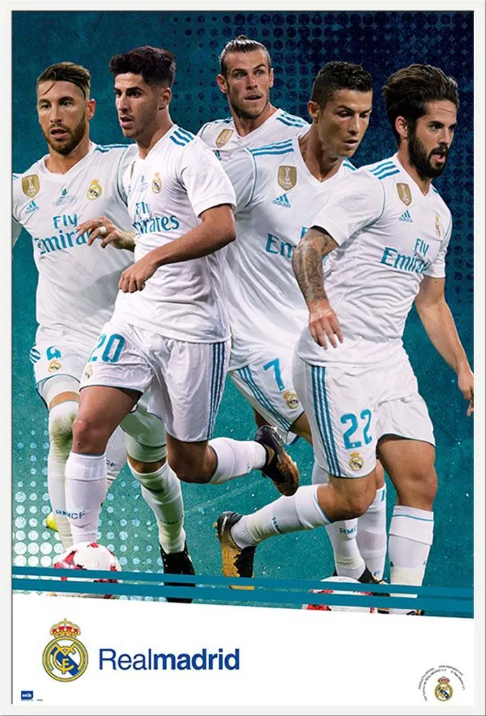 Poster Real Madrid Action 17/18 Encadré Shinsuke Blanc pour Fan