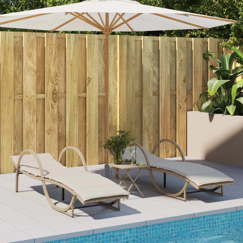"2026 Promotion" Sonnenliegen 2 Stk. - Hohe Qualität - mit Auflagen Beige Poly Rattan - Gartenliegen CC13530