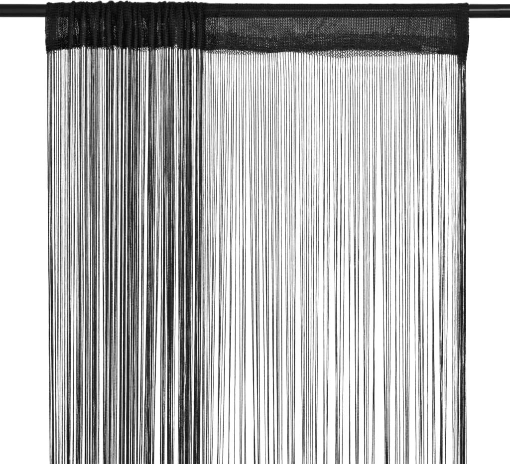 The Living Store Fadenvorhänge 2 Stk. 100 x 250 cm Schwarz