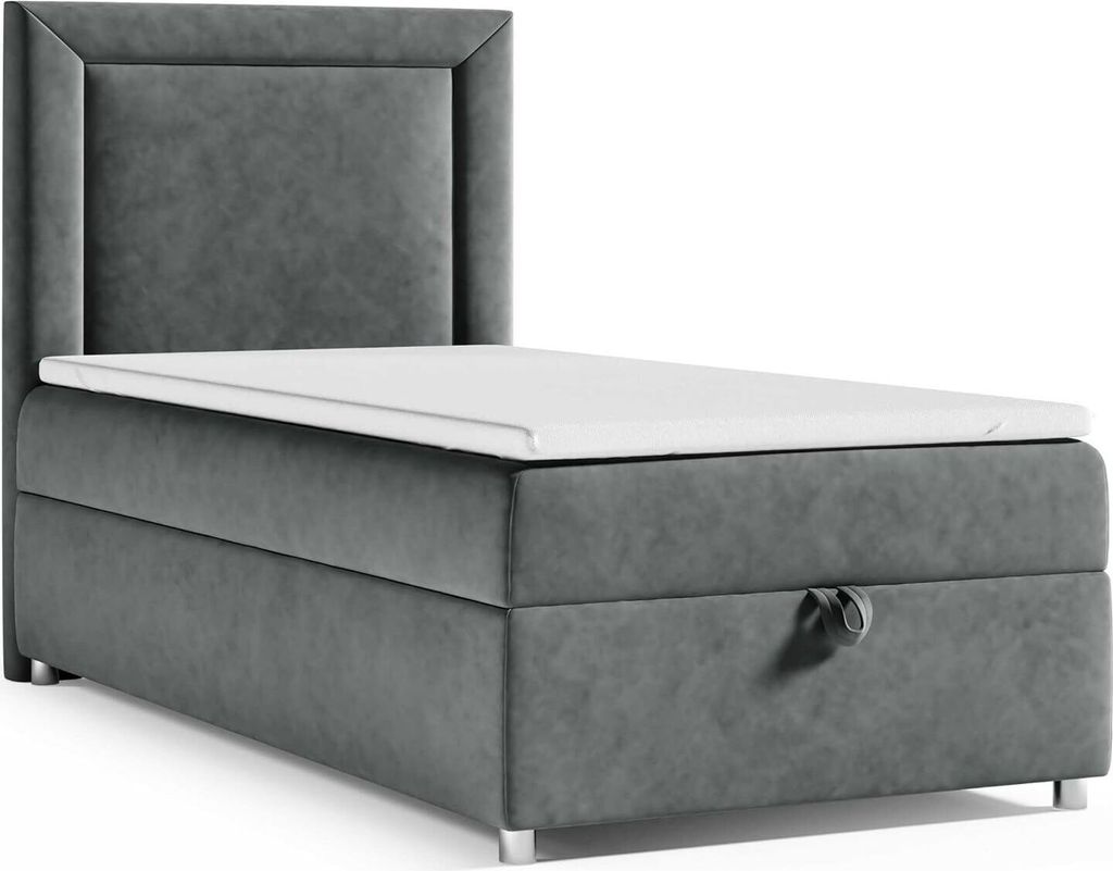 Boxspringbett mit Bettkasten Trinity K-3 SINGLE Bonellfederkern inkl. Topper, mit Lieferung, Aufbau & Entsorgung 80x200-GRAPHIT