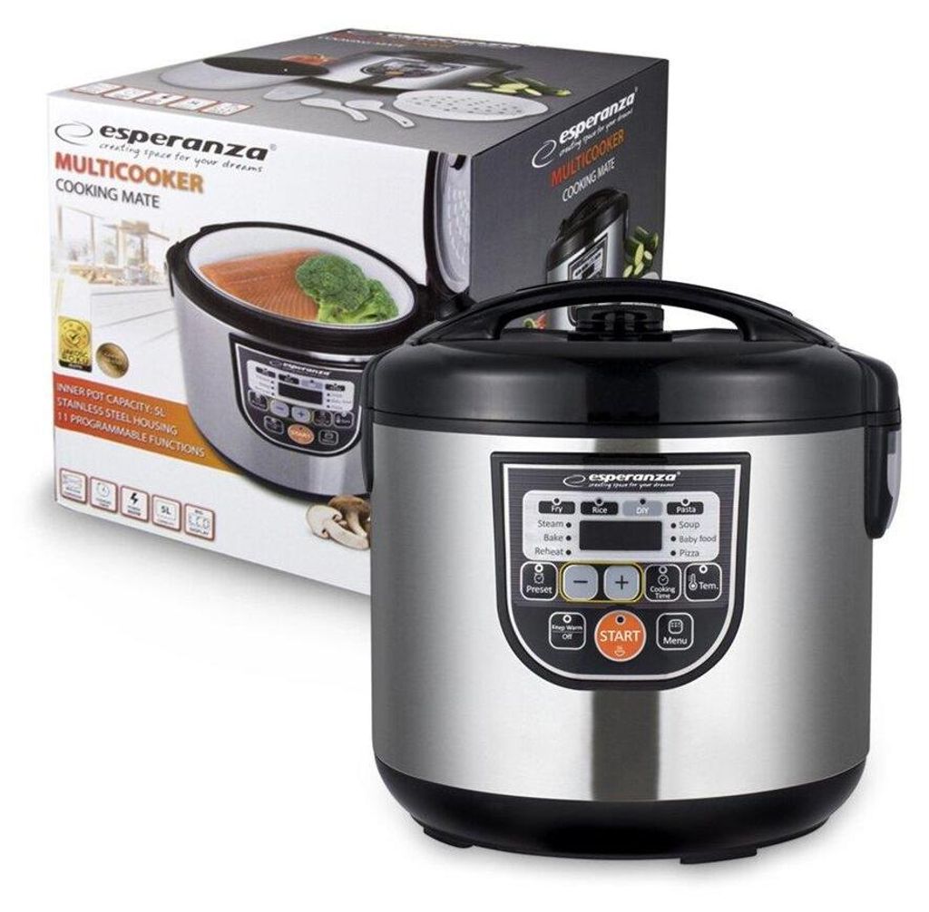 Esperanza EKG011, 5 l, 860 W, Schwarz, Edelstahl, Produktbild 
