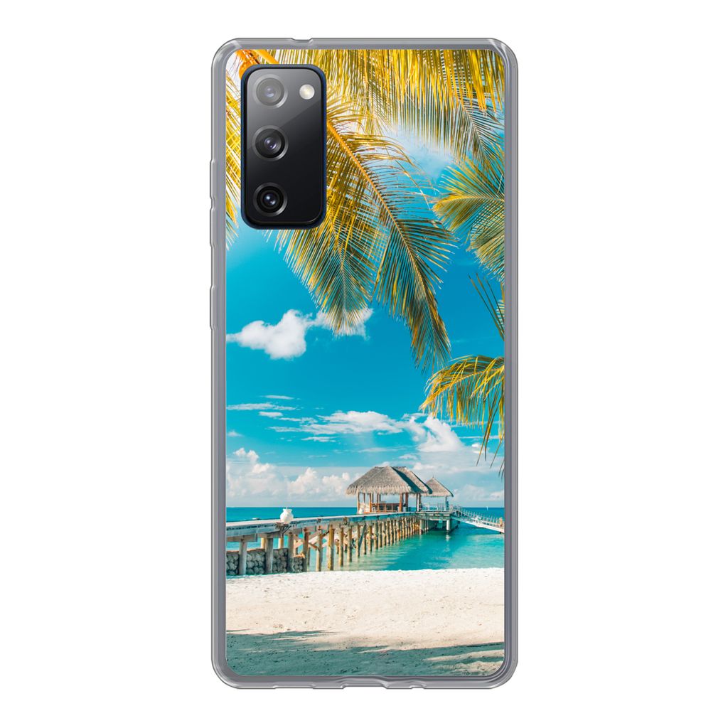 MuchoWow Handyhülle Schutzhülle Hülle für Samsung Galaxy S20 FE Tropisch - Strand - Palme Silikon Softcase Handy Hülle - Abdeckung
