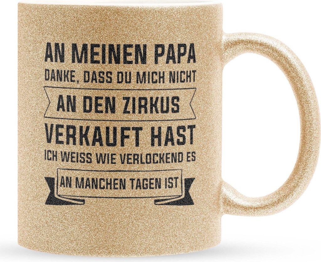 22Feels Glitzertasse Gold Papa Geschenk Vatertag Vater Produktbild 