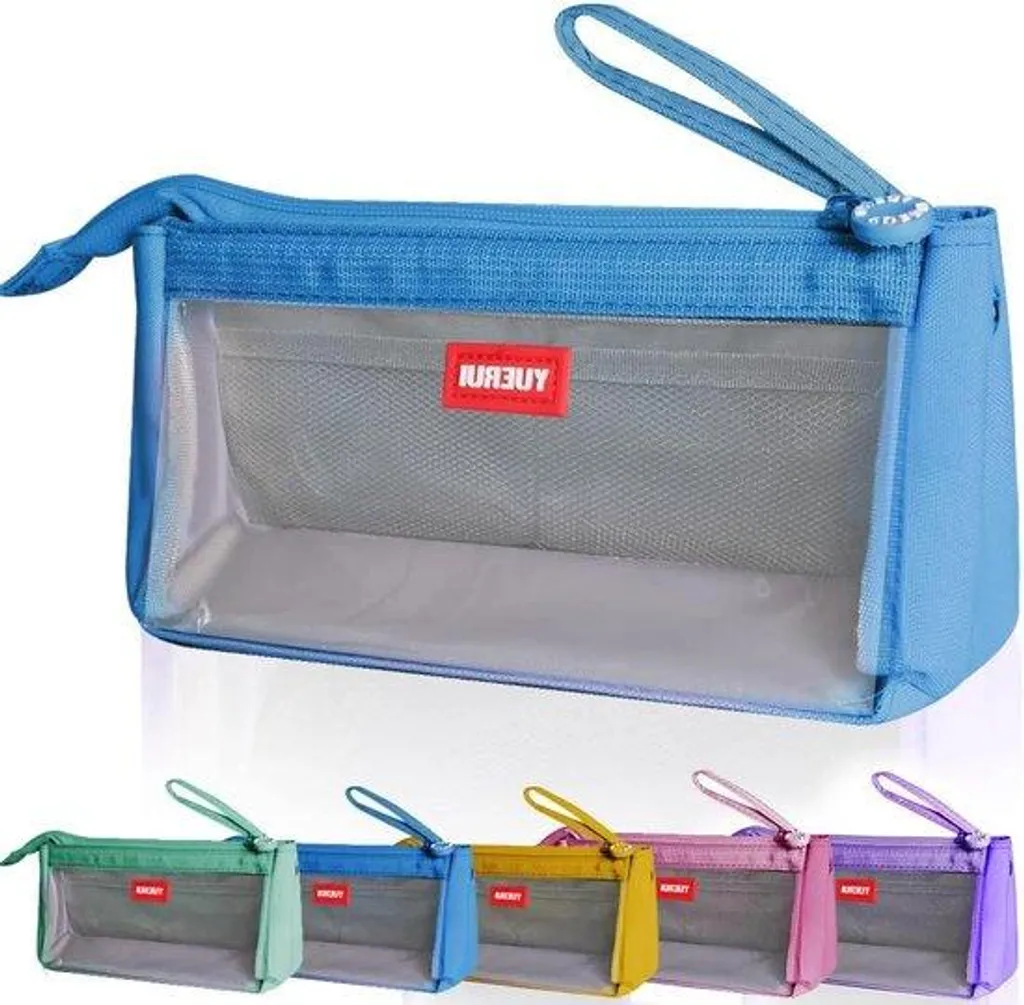Trousse XXL bleue robuste et spacieuse pour fournitures scolaires ado