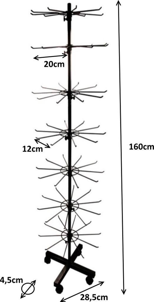 155cm otočný stojan | 7 políc na kolieskach | Dekorácie do Obrázok produktu 4