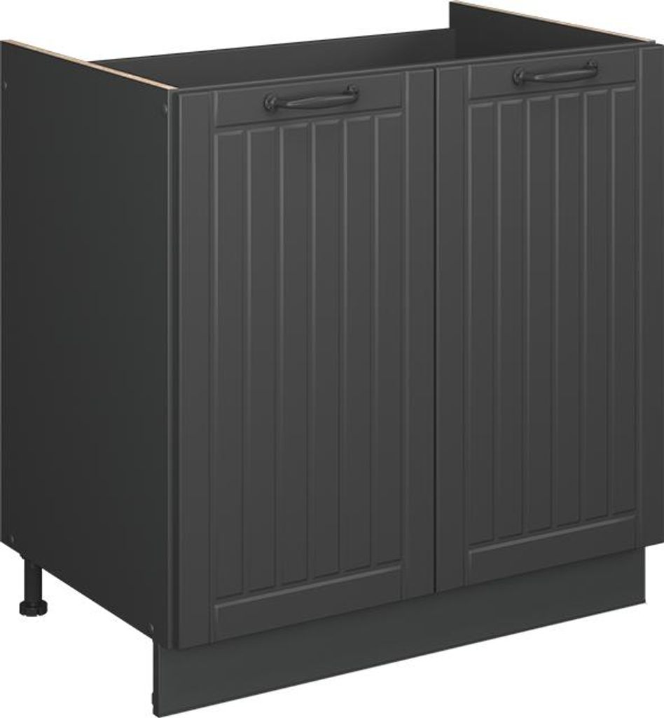 Vicco Spülenunterschrank Fame-Line, 80 cm , AP Marmor, Dunkelgrau/Anthrazit