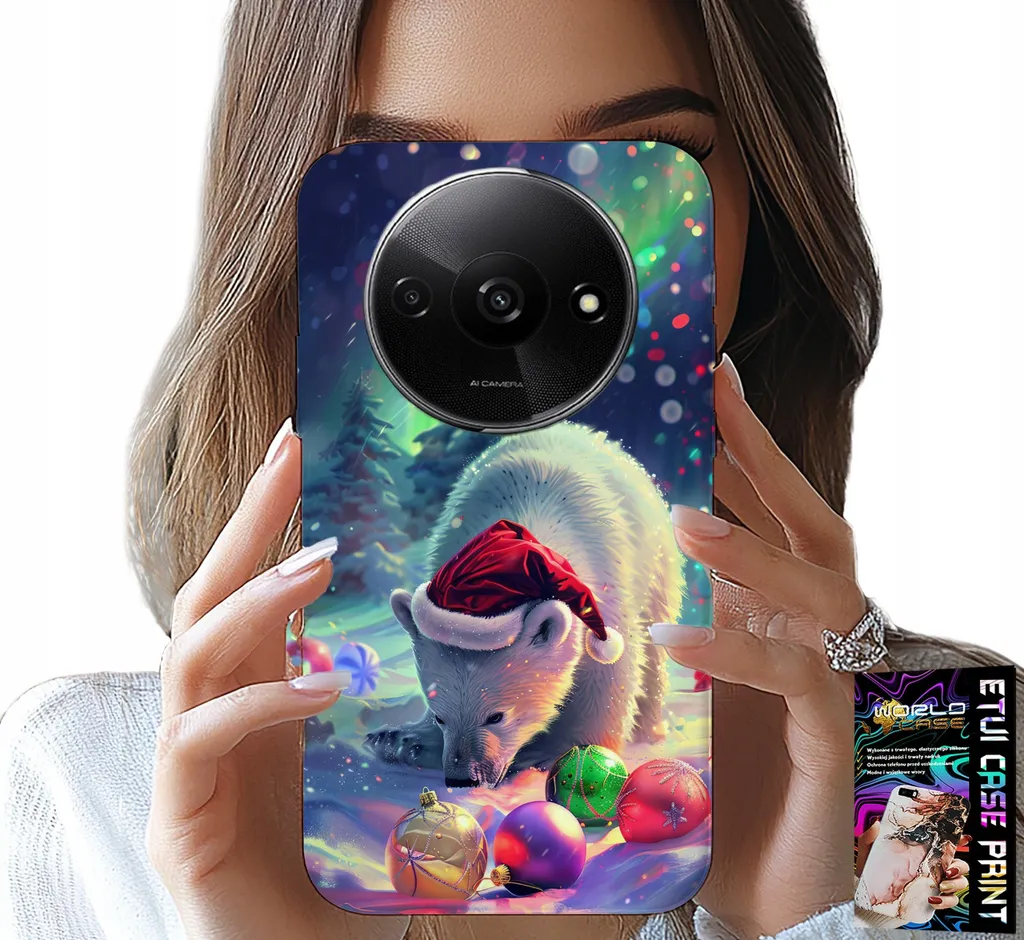 Custodia Xiaomi Redmi A3 Natale Orso Bombshell con Vetro Temperato