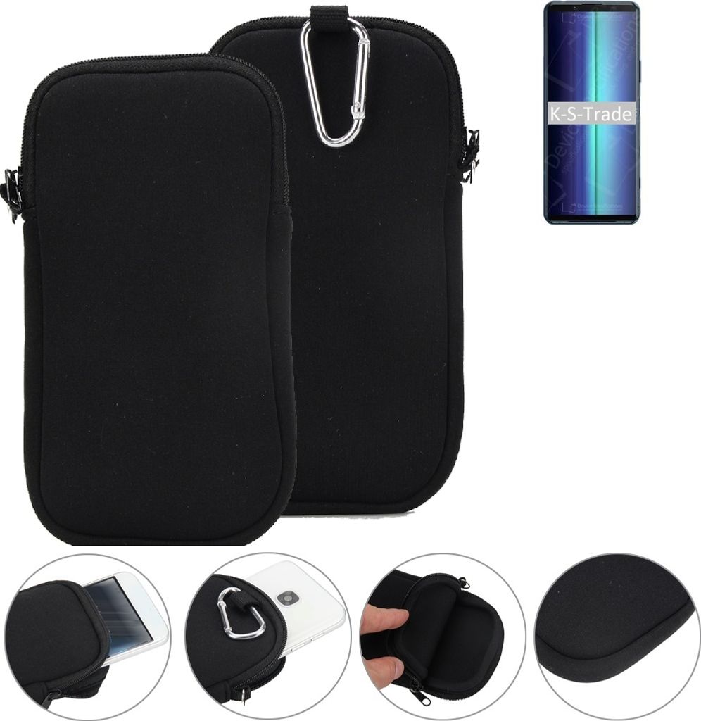 K-S-Trade Neopren-Hülle Handyhülle kompatibel mit Sony Xperia 8 Lite Schutzhülle Neoprenhülle Sleeve Schutz-Hülle Gürtel Tasche Case Holster