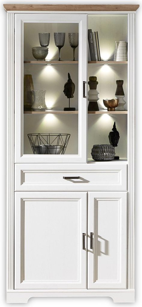 Möbelprogramm Jasmin - Vitrine Pinie & Artisan Eiche – drei Produktbild 