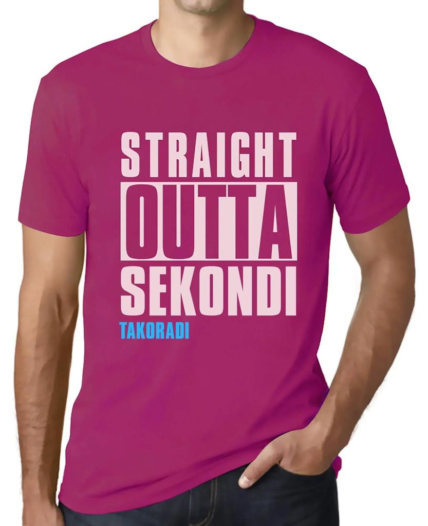 Herren Grafik T-Shirt Straight Outta Sekondi Takoradi Öko-Verantwortlich Vintage Jahrgang Kurzarm Lustige Druck Geburtstag Geschenk Mann