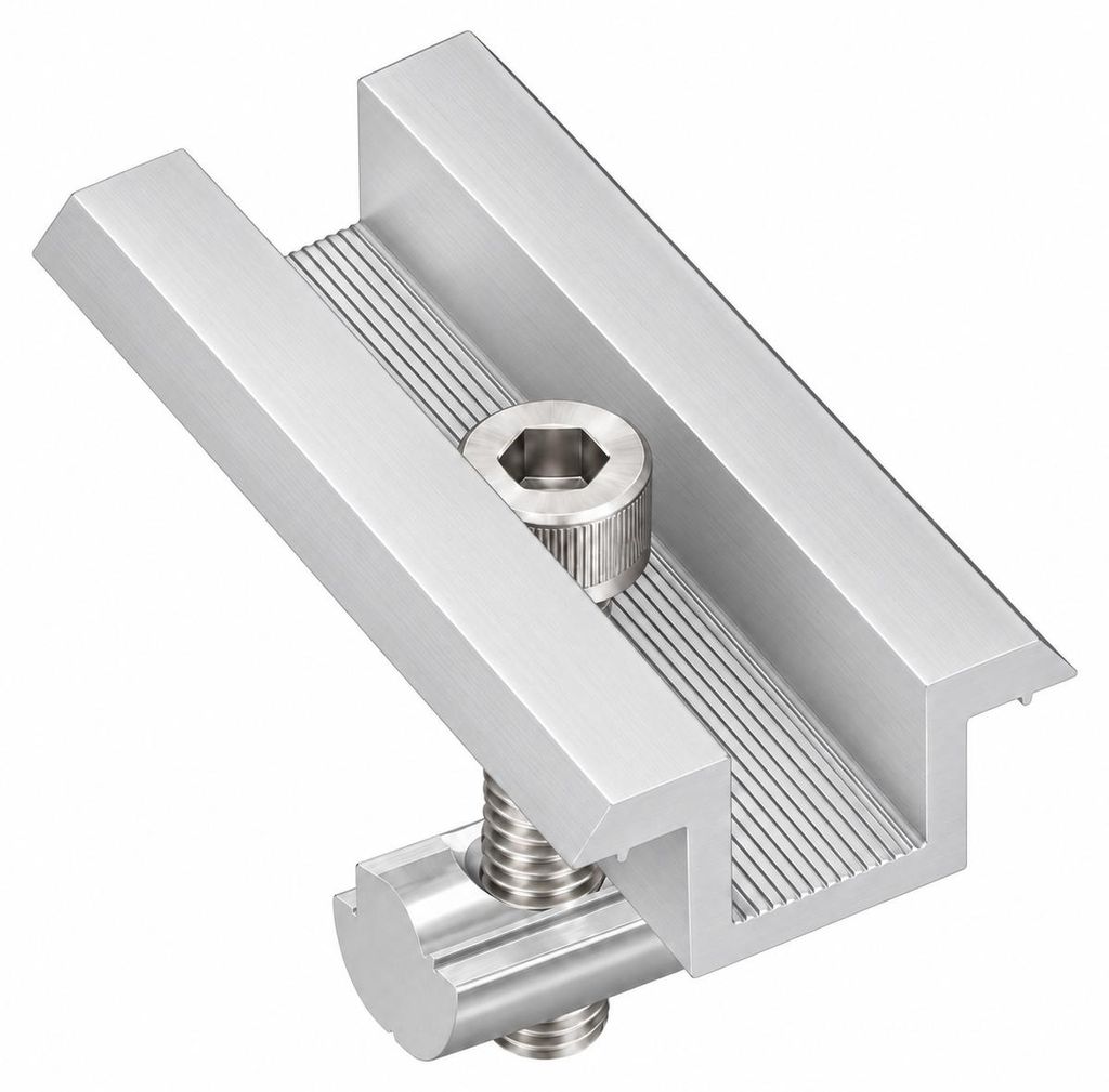 Mittelklemme silber Solarmodul im Befestigungsset mit Produktbild 