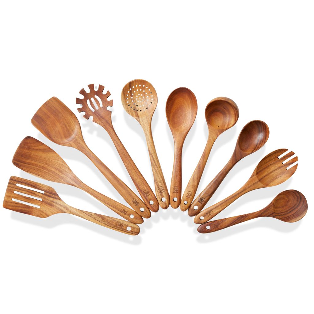 Bikolo® Houten Keukengerei Set 10-Delig - Houten Spatel - Productafbeelding 