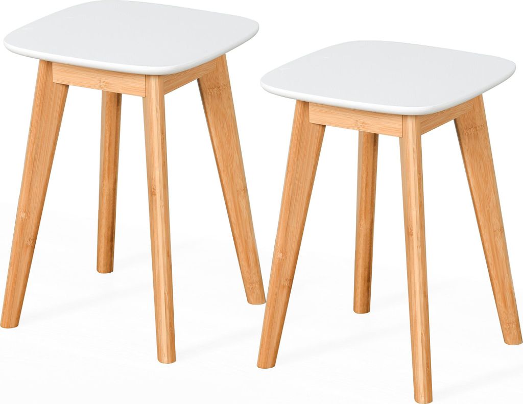 Relaxdays Esszimmerhocker, 2er Set, Bambus, MDF, Küche, Produktbild 