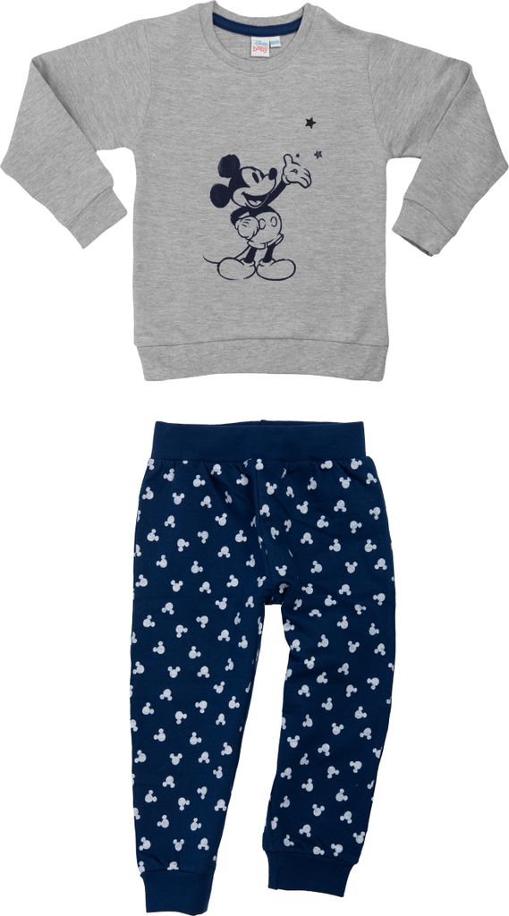 Disney Mickey Mouse Baby Set Unisex Oberteil Pullover mit Hose 2-Teiler Grau/Blau 62-68