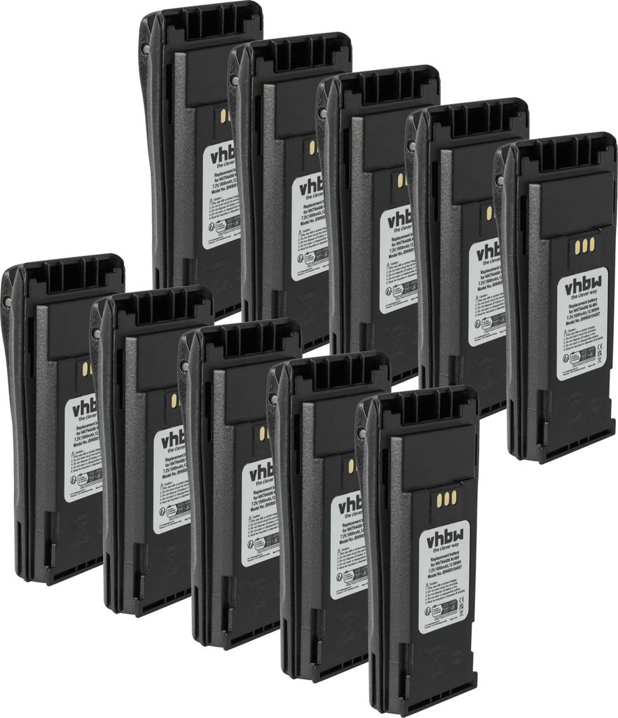 vhbw 10x Akku Ersatz für Motorola PMNN4253B, PMNN4259AR, PMNN4254, PMNN4254AR für Funkgerät, Walkie Talkie (1800 mAh, 7,2 V, NiMH)