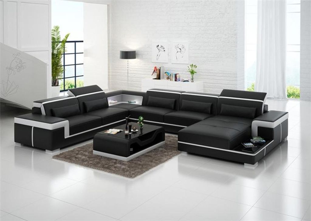 Sofa Couch Polster Garnitur Wohnlandschaft Design Ecksofa Leder Neu Orange UForm