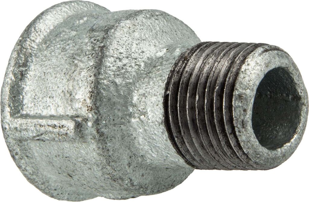 Temperguss-Gewindefitting verzinkt Reduziermuffe, IG x AG 3/4 x 1/2 Zoll, Typ 246, DVGW