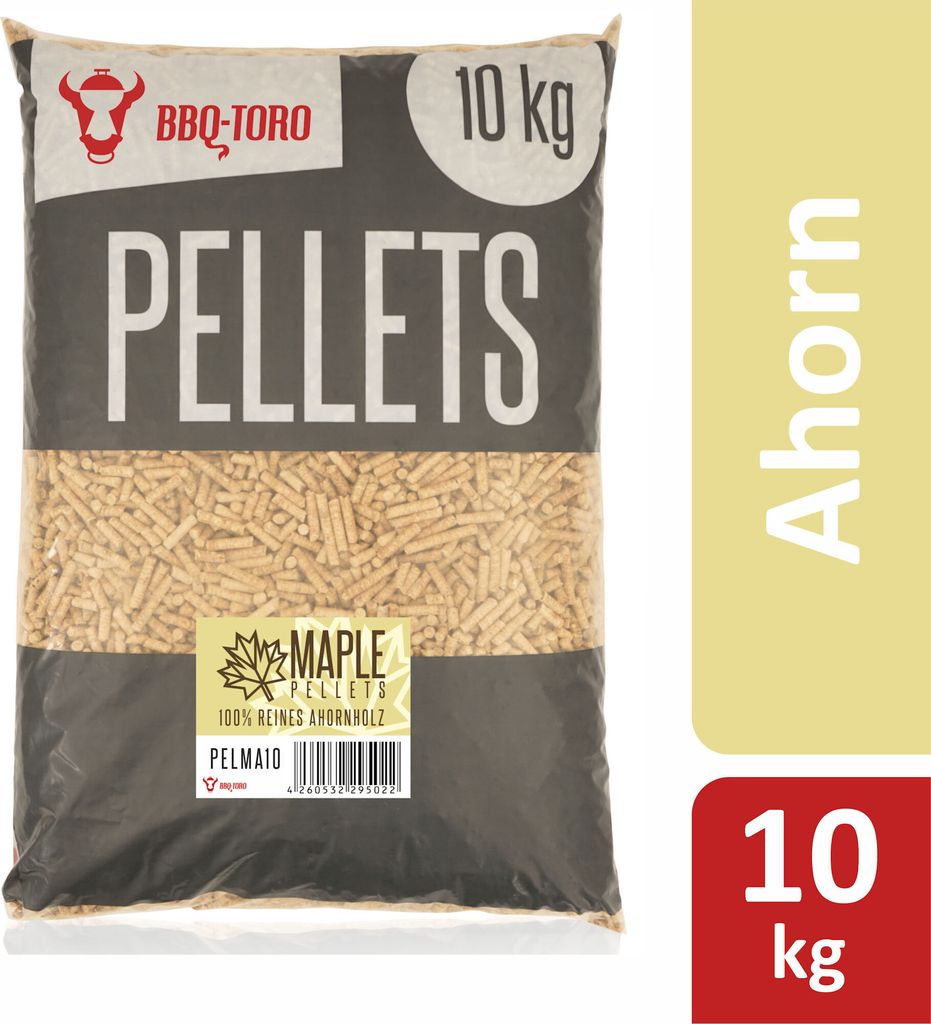 BBQ-Toro Maple Pellets aus 100% Ahornholz, 10 kg, Grillpellets, Ahornpellets für Grill und mehr