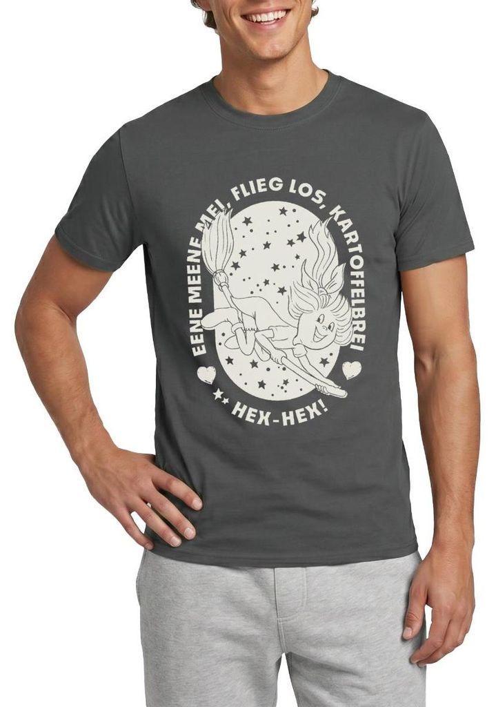 Spreadshirt Bibi Blocksberg Bibi Auf Kartoffelbrei Mit Zauberspruch Männer T-Shirt, XL, Anthrazit