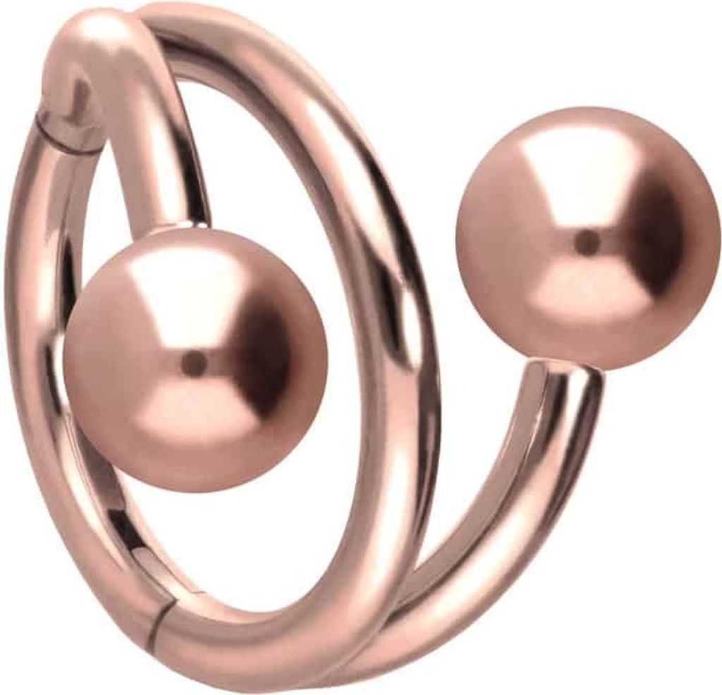 Ohrpiercing, Nasenpiercing, Septum Piercing Titan Segmentring Clicker mit Innengewinde 3 RINGE + 2 KUGELN RoséGold Innendurchmesser: 12mm | Kugelg...