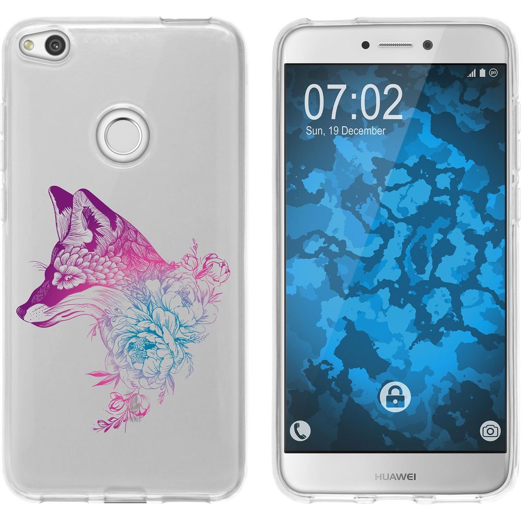 PhoneNatic Case kompatibel mit Huawei P8 Lite 2017 Silikon-Hülle Floral Fuchs M1-6