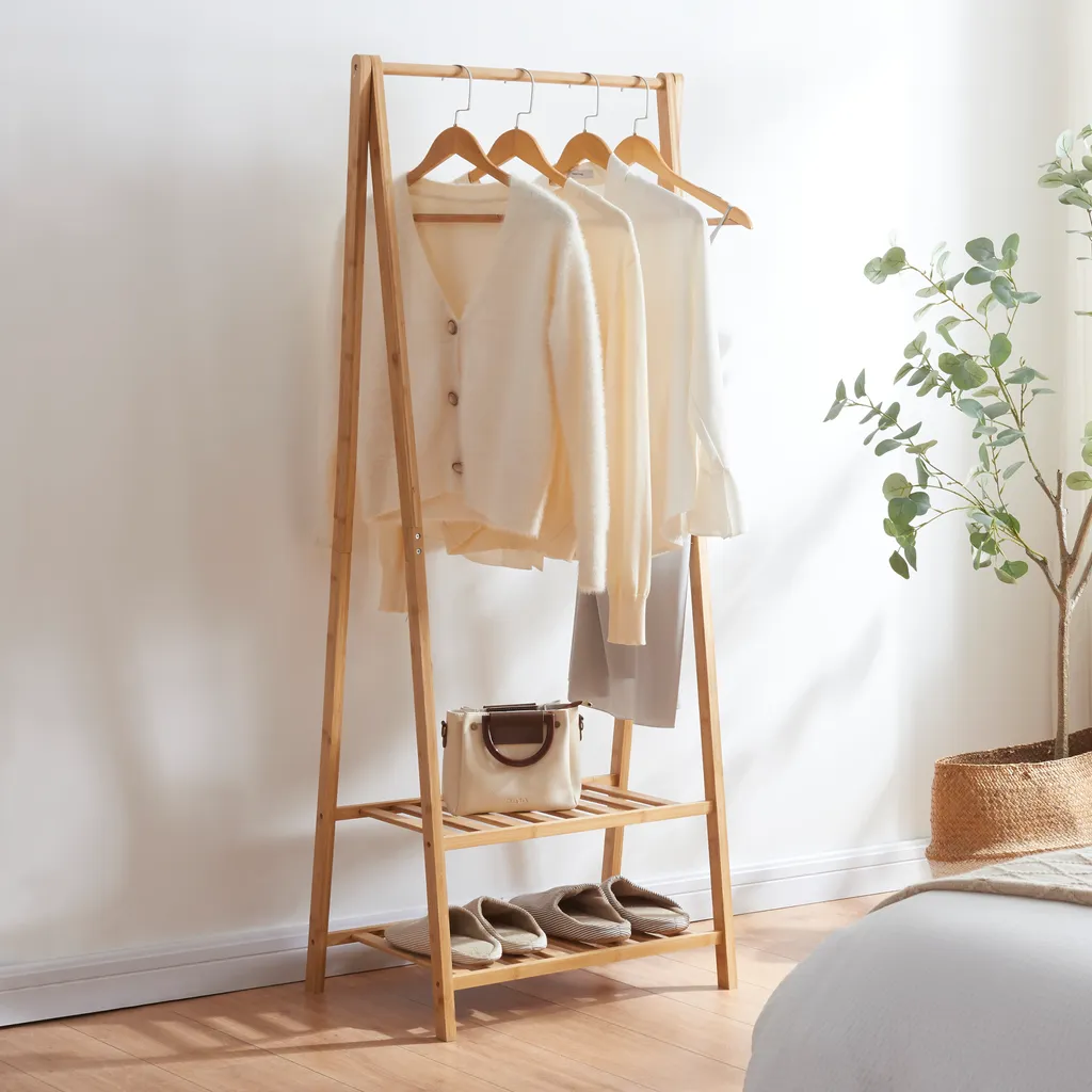 Appendiabiti Öckerö Bambù: Offerta Limitata Stand Guardaroba 150cm