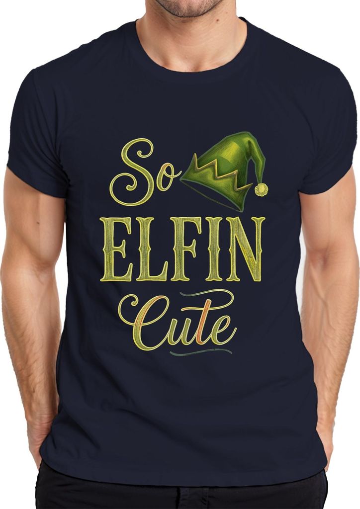 So Elfin Cute Weihnachten Elf Elfe Mütze Kinder Niedlich Lustig Herren T-Shirt, Navy, M