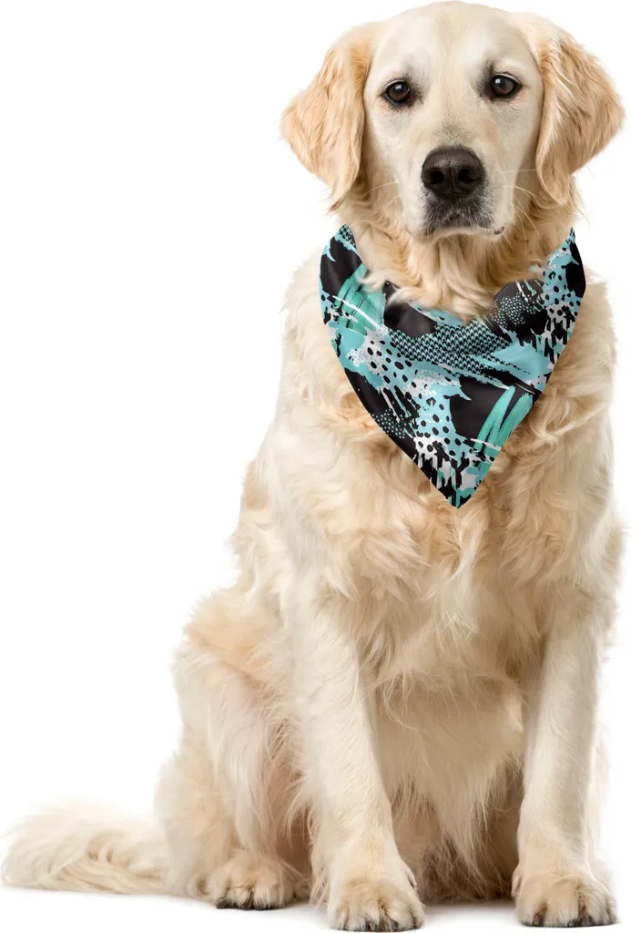 ABAKUHAUS Bandana astratta per animali domestici, motivo Expressive Ink, 55x55 cm, azzurro pallido acquamarina