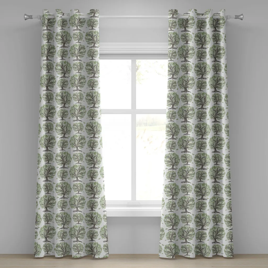 Rideaux de salon design botanique 280 cm pour grandes baies vitrées