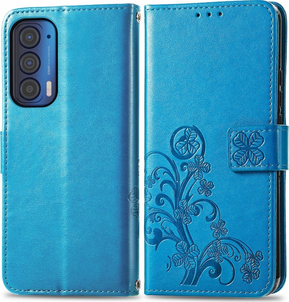 Mobigear Clover Motorola Edge (2021) Hülle Klapphülle Geldbörse - Blau