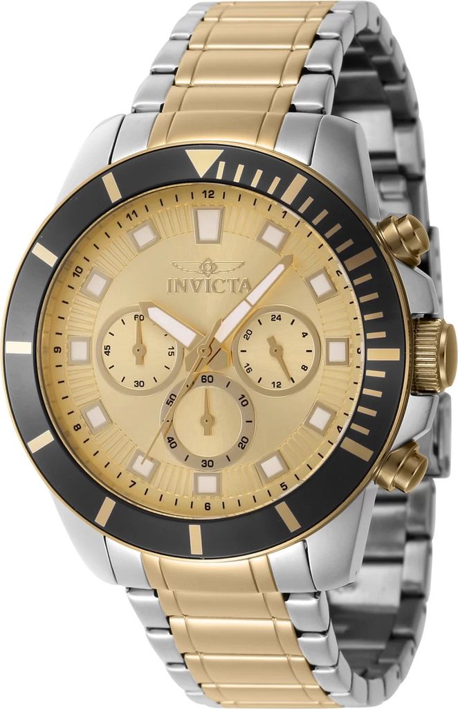 Invicta Pro Diver 46049 Herren uhr - Wasserdicht - Analog - Quarzuhrwerk - Edelstahl mit goldenen zifferblat - 45mm
