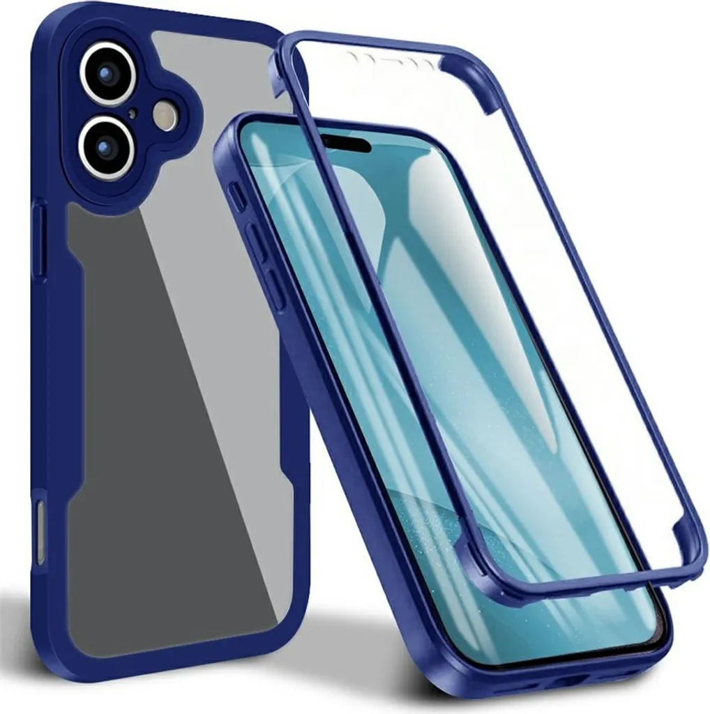 Phonesta Slim Protect iPhone 17 - Cover 360 Blu con Vetro Integrato