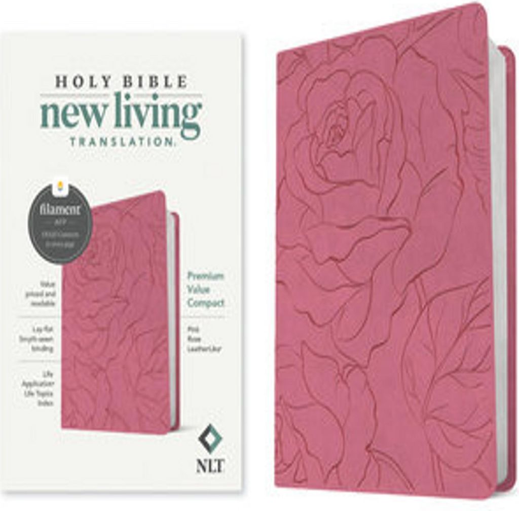 NLT Premium Value Compact Bible, Filament Enabled (Leatherlike, Pink Rose)