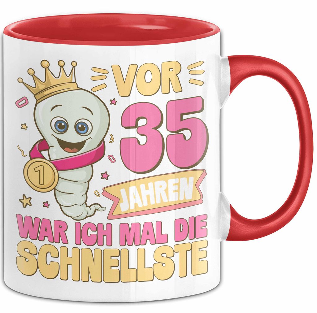 35. Geburtstag Tasse Geschenk Vor 35 Jahren War Ich Mal Die Schnellste Geschenkidee Frauen Mutter Oma (Rot)