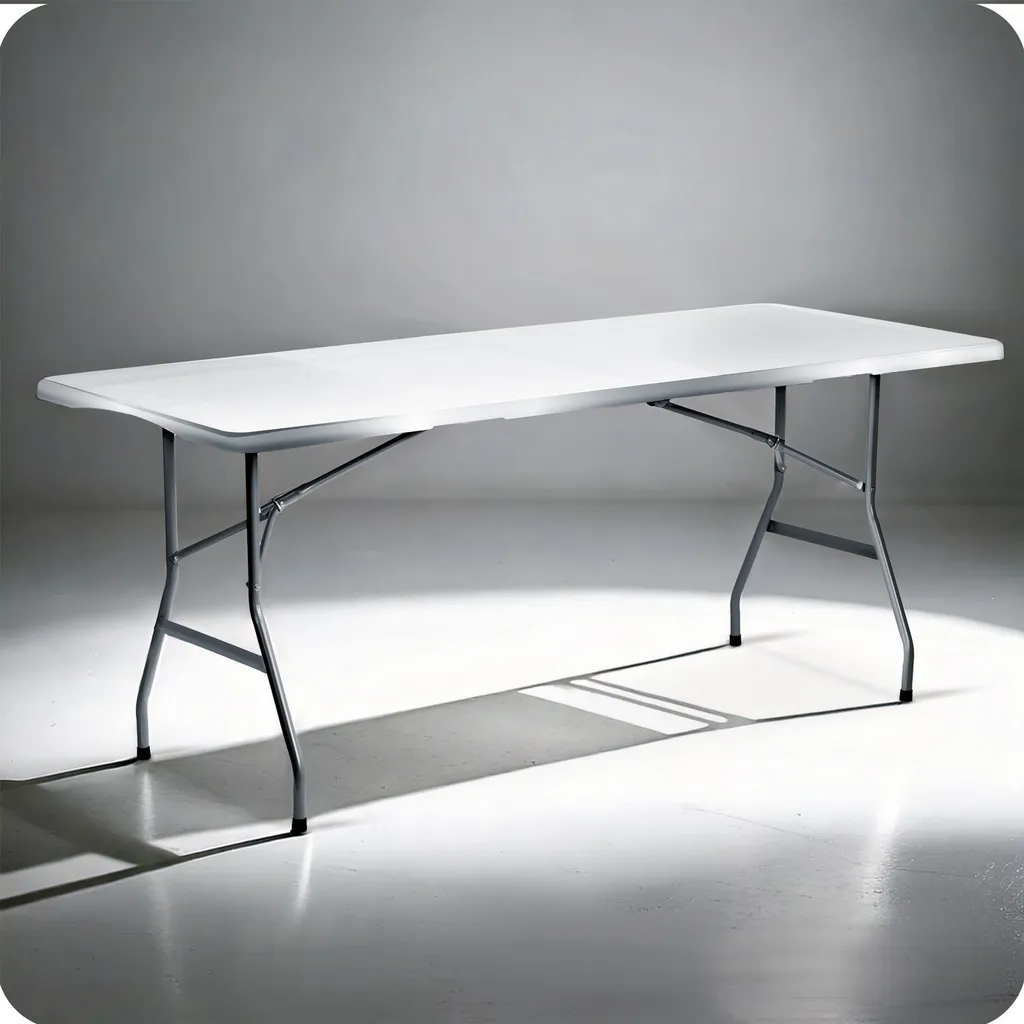 Grande table de buffet pliante 180cm blanche - Table d'appoint jardin - 8
