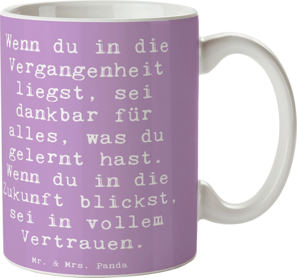 Mr. & Mrs. Panda Kaffeetasse Spruch Freude und Vertrauen - Lavendeltraum - Geschenk, Teetasse, inspirierend, lebensmotto, Motivation, Stimmungen, K...