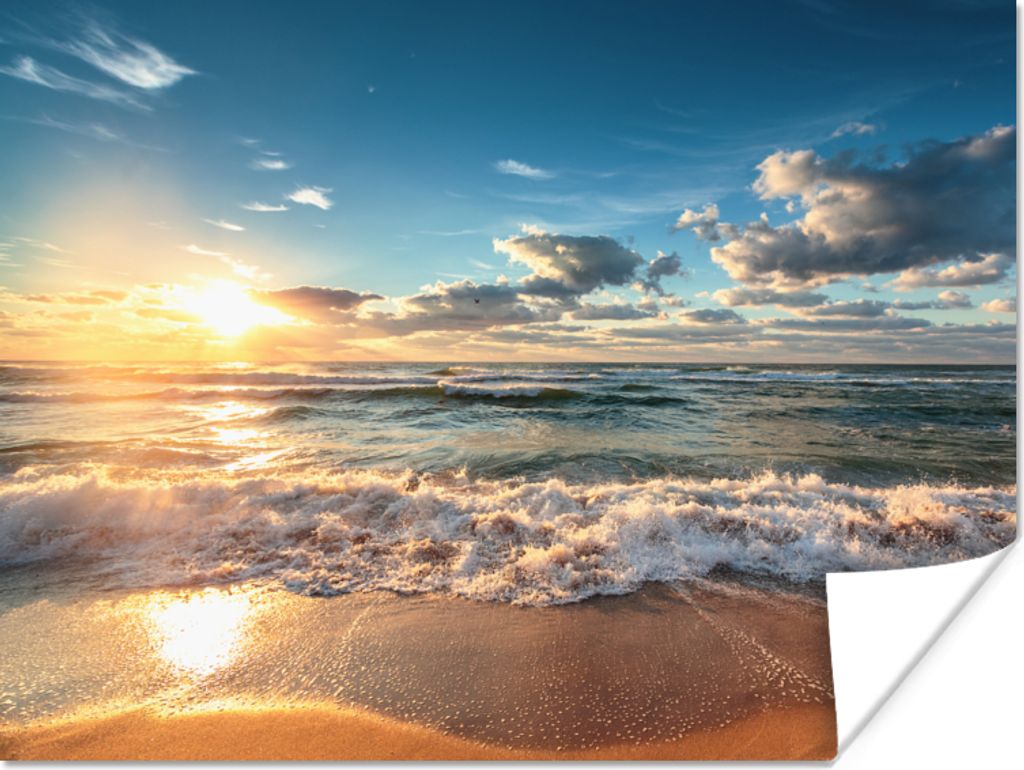 MuchoWow Poster Strand - Meer - Sonnenuntergang 40x30 cm - Plakate für die Wände - Poster Wohnzimmer