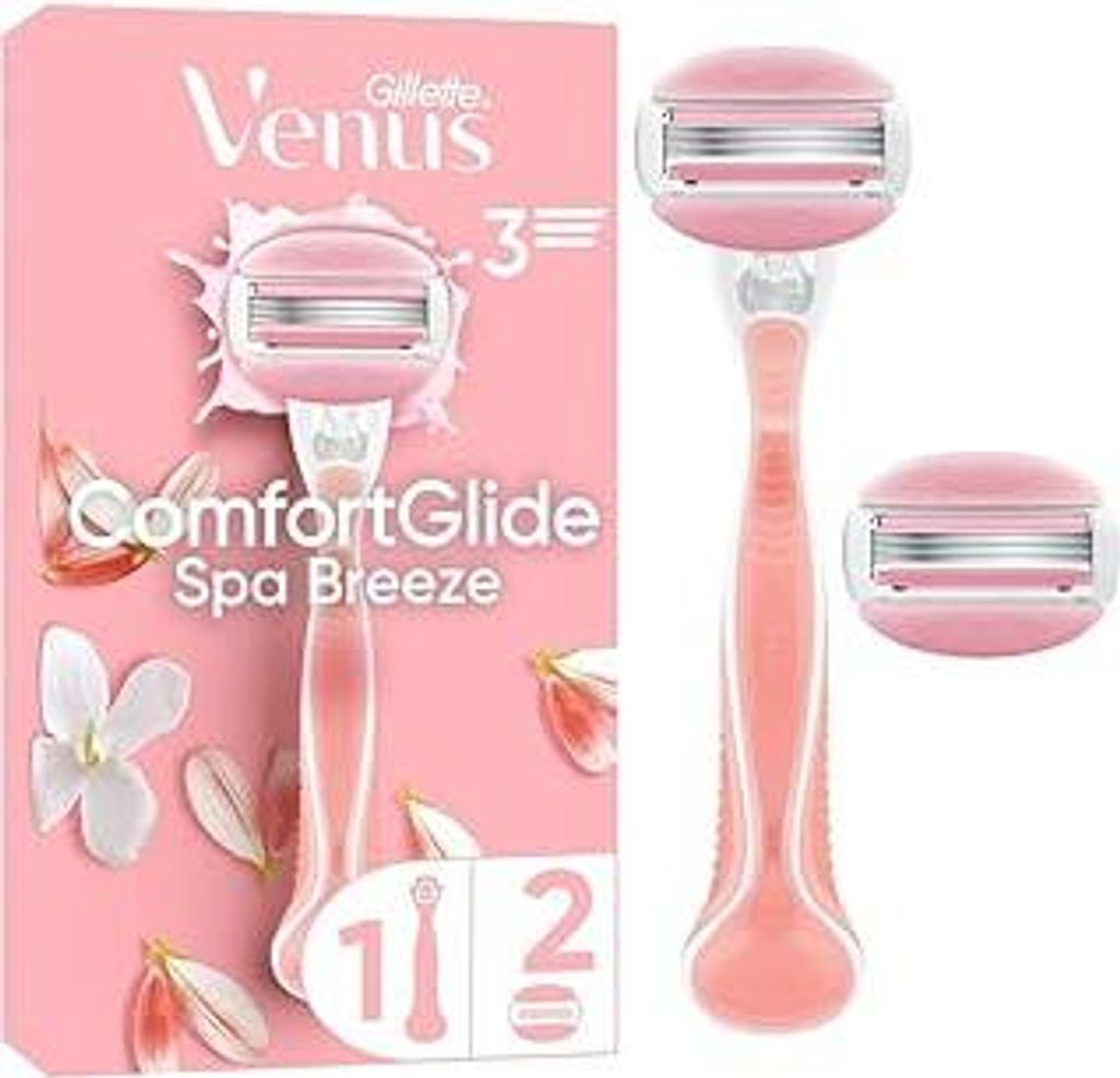 Gillette Venus ComfortGlide Spa Breeze Damenrasierer, 2 Ersatzklingen, rutschfestes, ergonomisches Handstück
