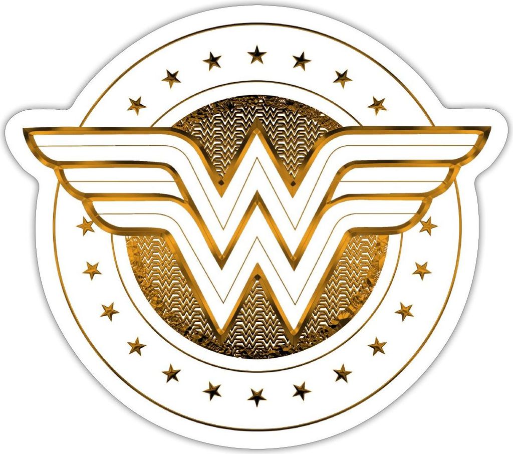 Spreadshirt DC Comics Wonder Woman Logo Mit Sternchen Sticker Aufkleber, 10 x 10 cm, Mattweiß