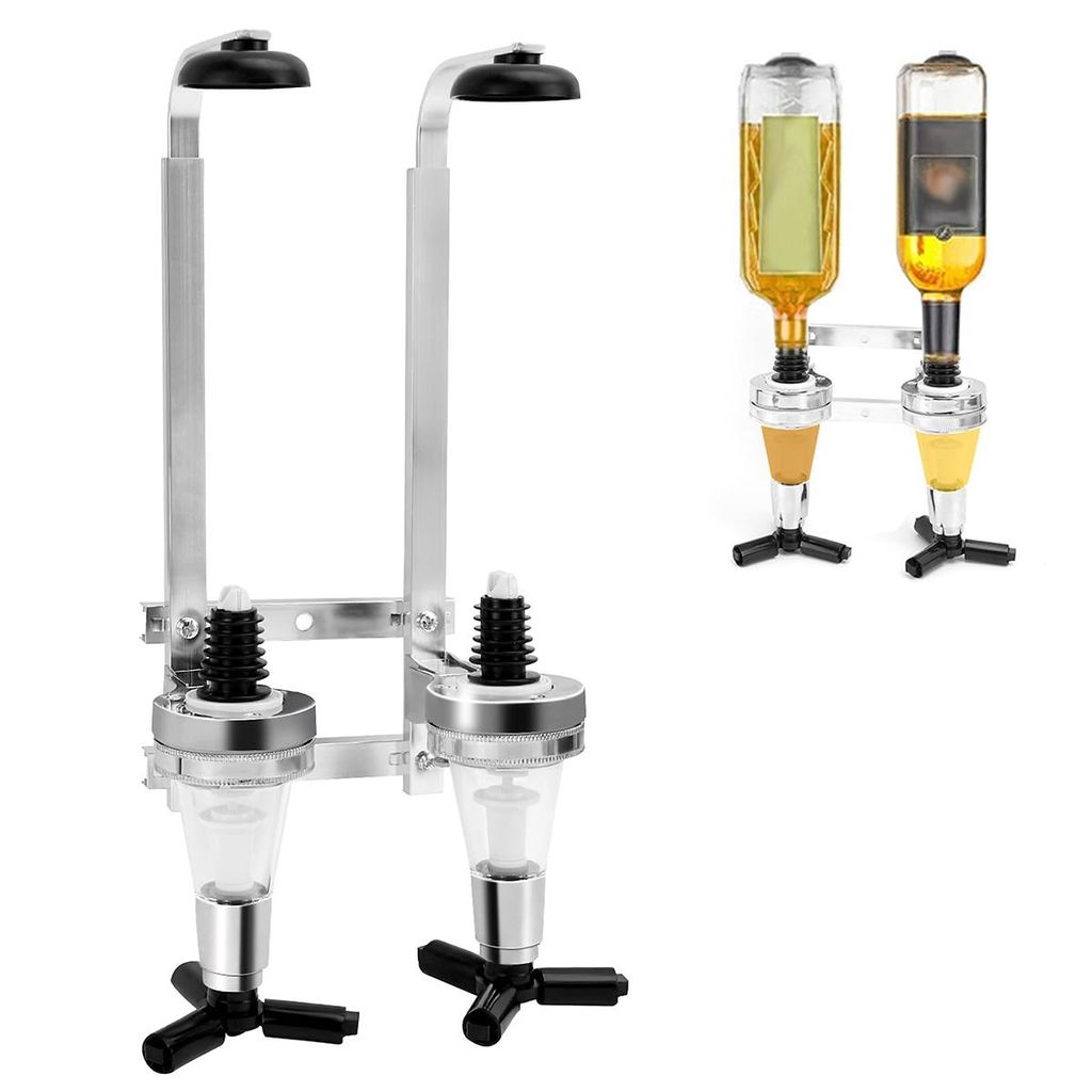An der Wand montierter Getränkespender, Doppelkopf-Getränkespender ist aus Aluminiumlegierung, geeignet für Zuhause, Bar, Barkeeper-Enthusiasten