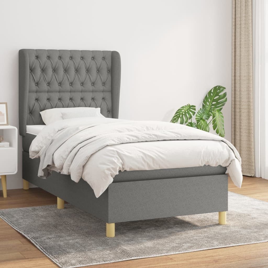 The Living Store Boxspringbett mit Matratze Dunkelgrau 90x190 cm Stoff