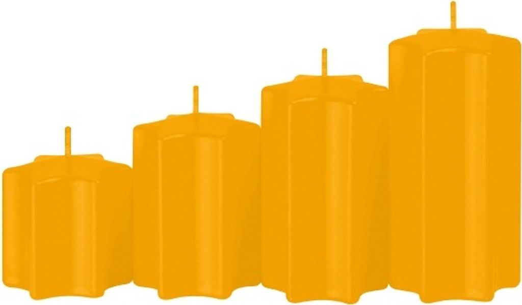 4er Set Sternkerzen abgestuft Mango Orange Ø 6 cm